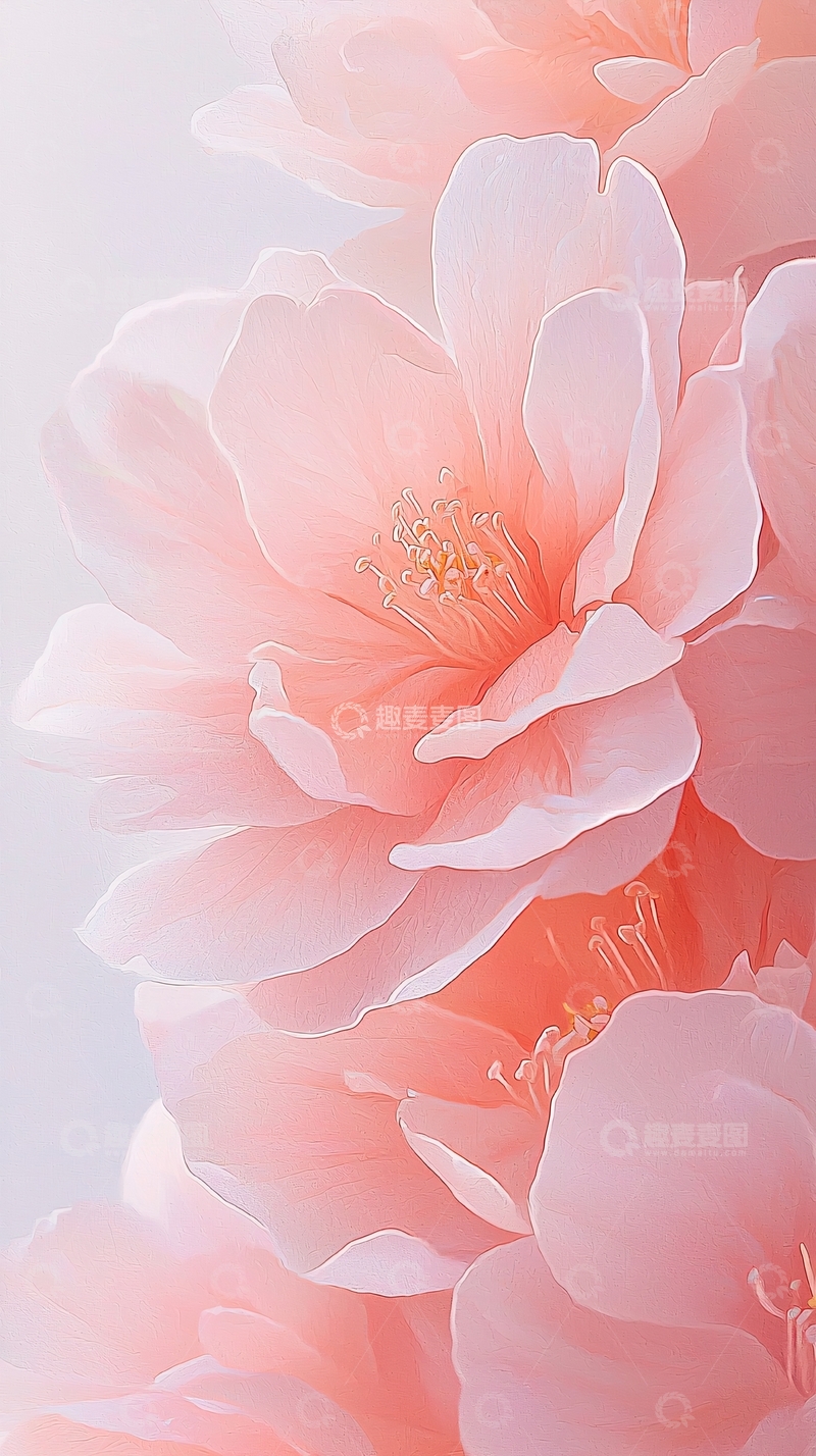 高清大图下载【趣麦麦图】粉红色花朵艺术背景图