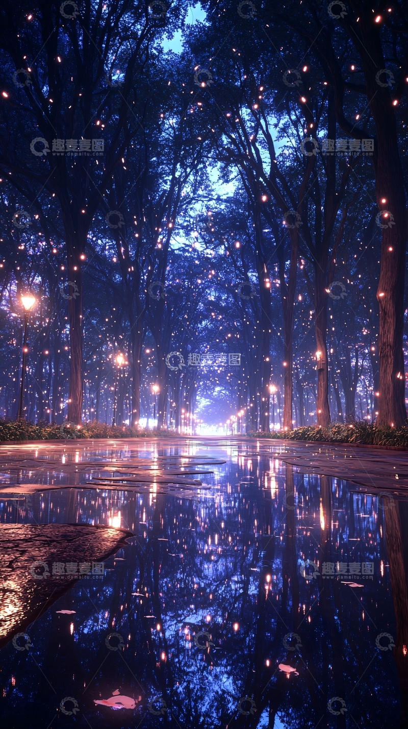 高清大图下载【趣麦麦图】梦幻森林夜景