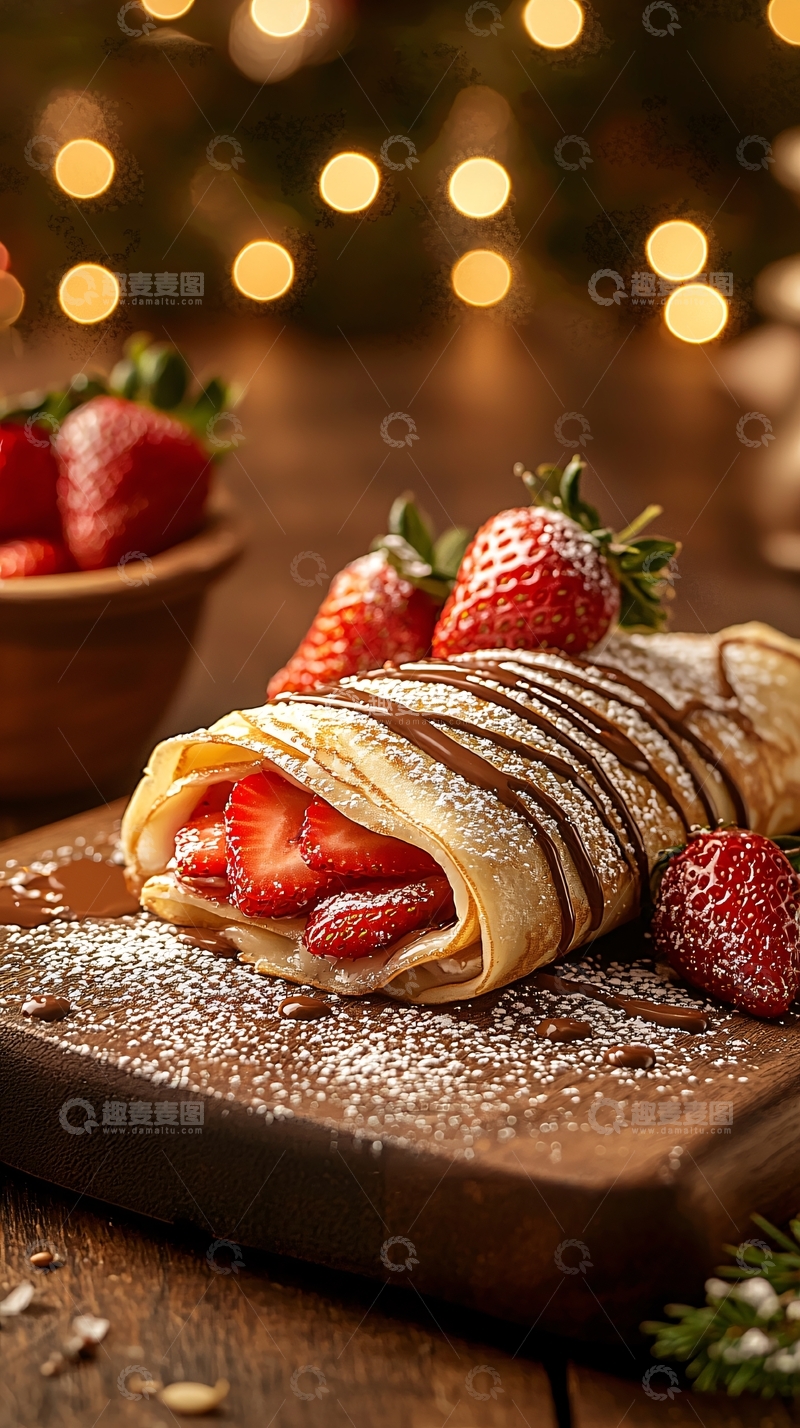 高清大图下载【趣麦麦图】草莓巧克力卷饼