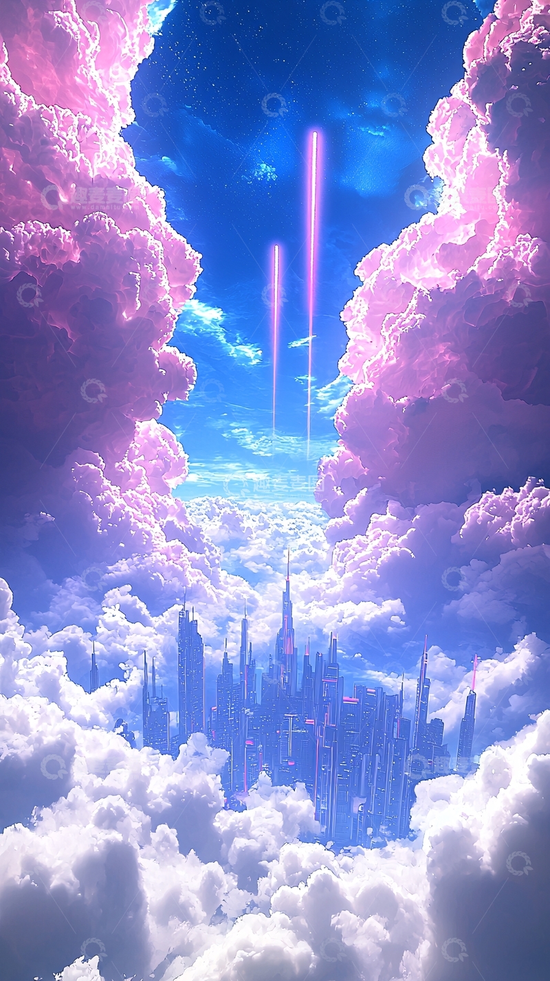 高清大图下载【趣麦麦图】未来之城云端霓虹