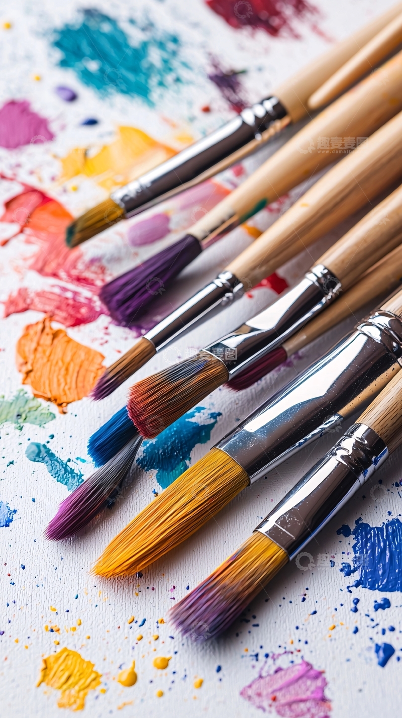 高清大图下载【趣麦麦图】艺术画笔与颜料涂抹背景