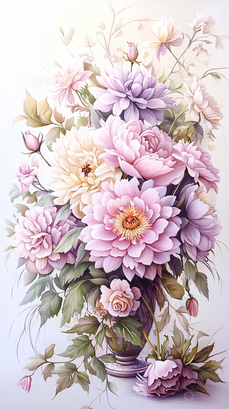 高清大图下载【趣麦麦图】梦幻花束插画艺术背景