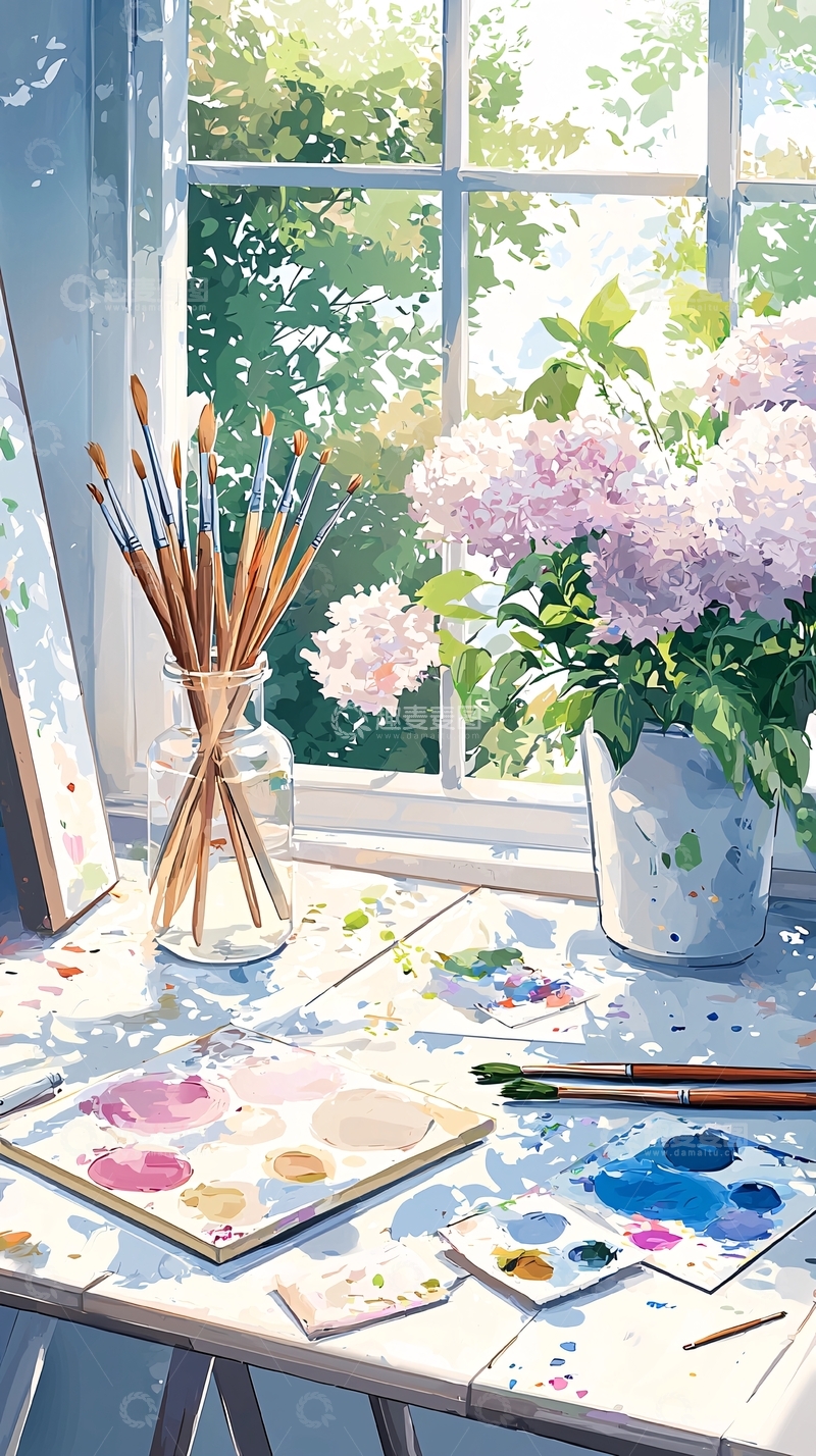 高清大图下载【趣麦麦图】阳光下的艺术工作室