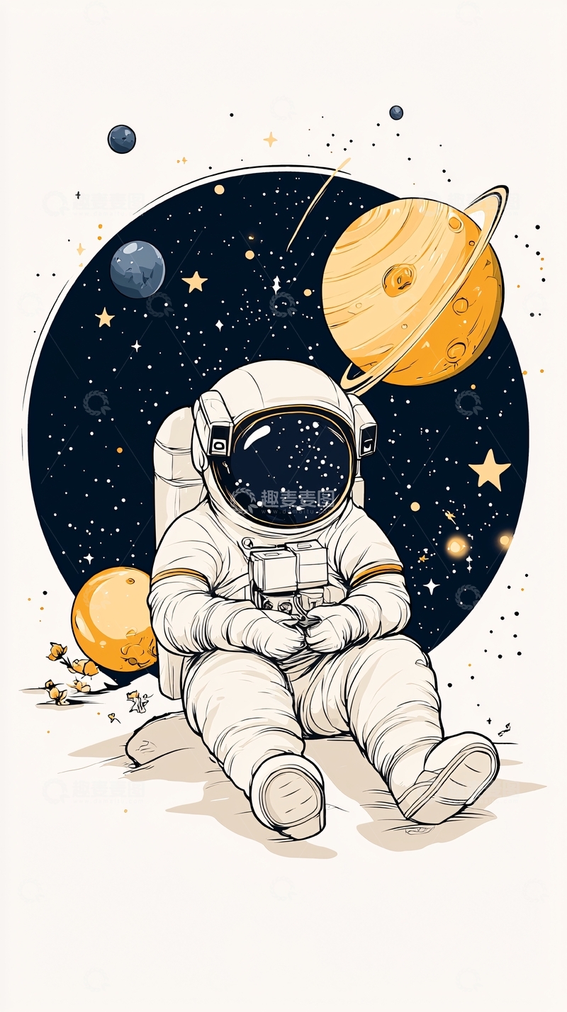 高清大图下载【趣麦麦图】宇航员在太空中的宁静时刻