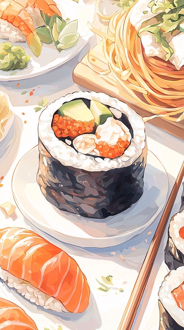 寿司美食插画素材