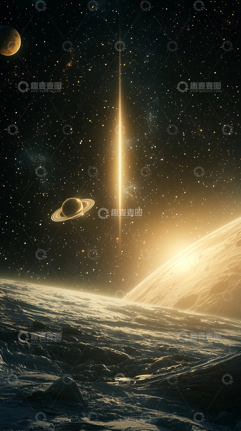 高清大图下载【趣麦麦图】星际奇遇：神秘星球与光柱