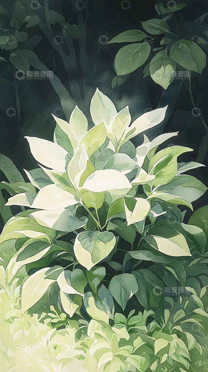 高清大图下载【趣麦麦图】绿色植物光影效果背景图