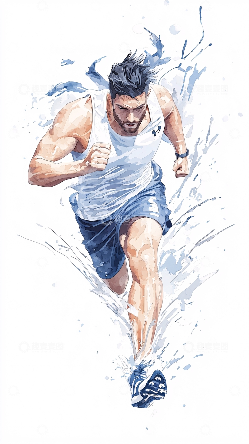 高清大图下载【趣麦麦图】跑步运动人物插画