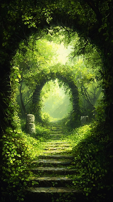 神秘森林中的石阶