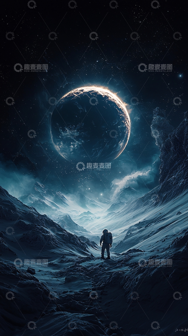 高清大图下载【趣麦麦图】星际探险者与未知星球