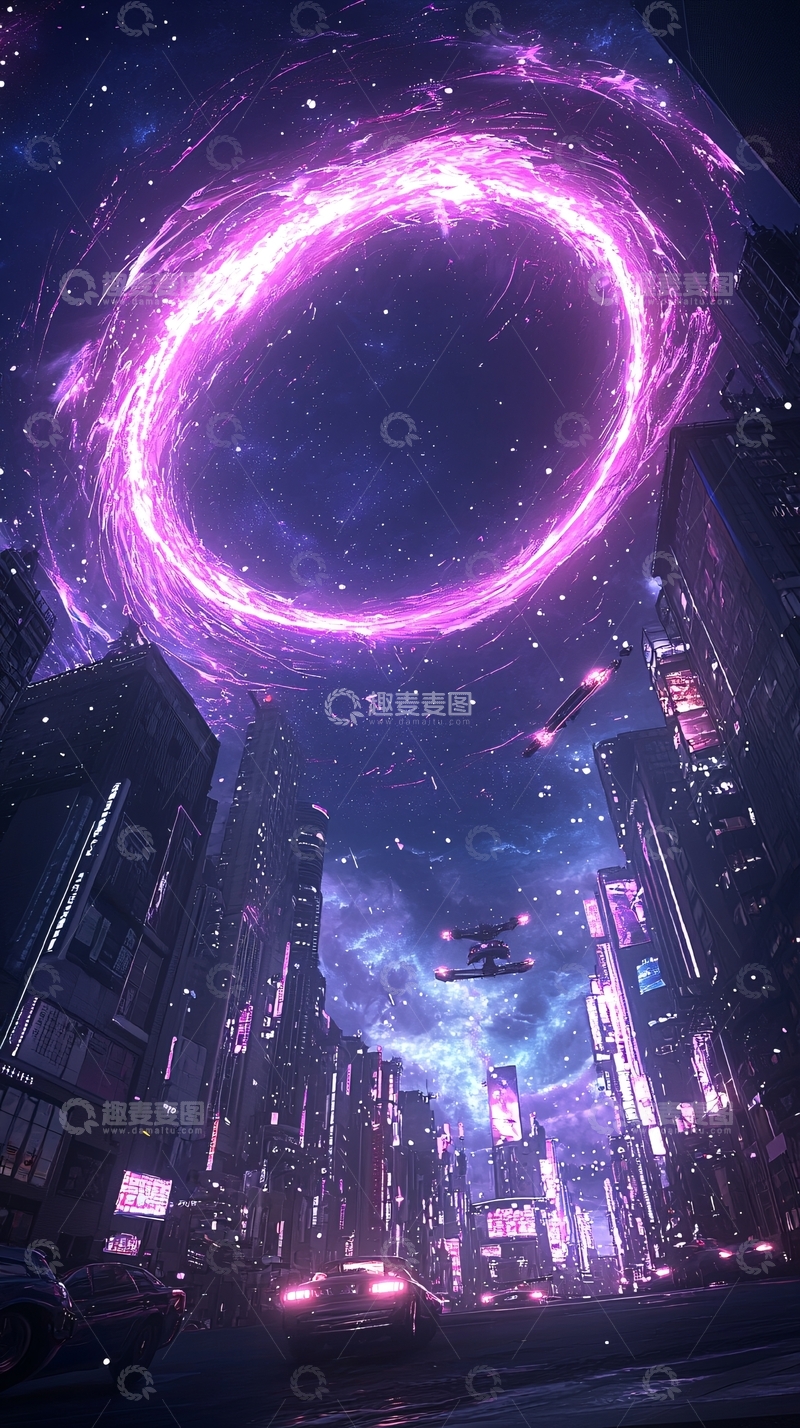 高清大图下载【趣麦麦图】未来城市与神秘光环