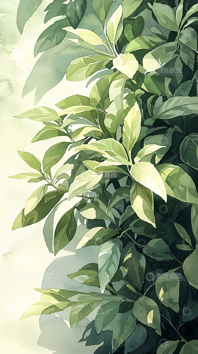 高清大图下载【趣麦麦图】夏日绿叶植物背景图