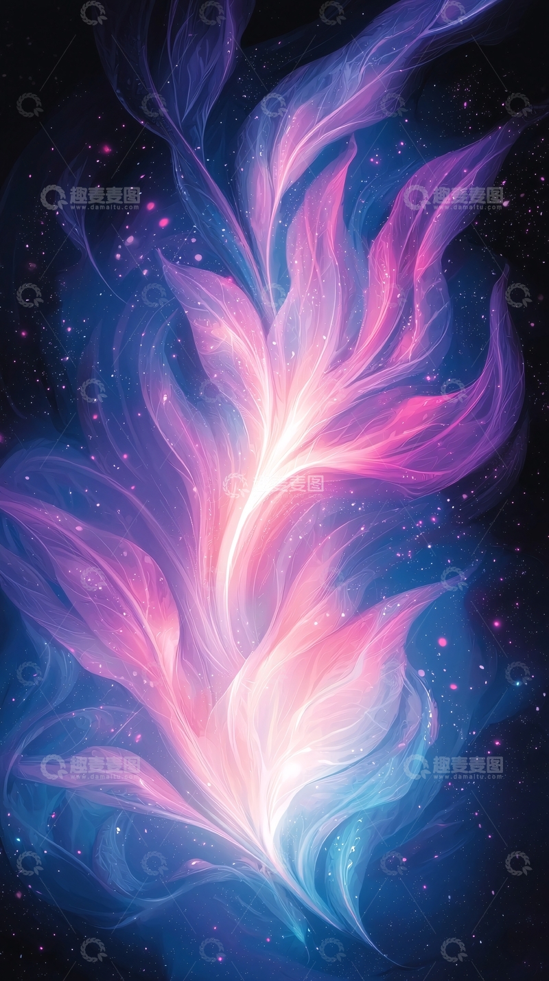 高清大图下载【趣麦麦图】梦幻星空羽毛艺术背景