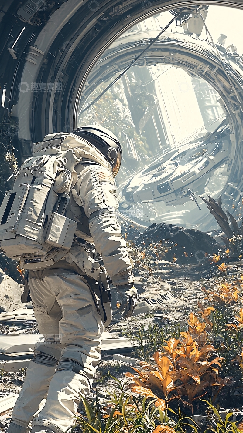 高清大图下载【趣麦麦图】宇航员探索外星球