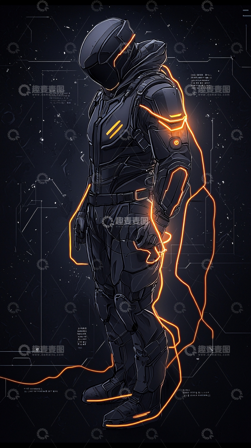 高清大图下载【趣麦麦图】未来战士科幻盔甲角色设计