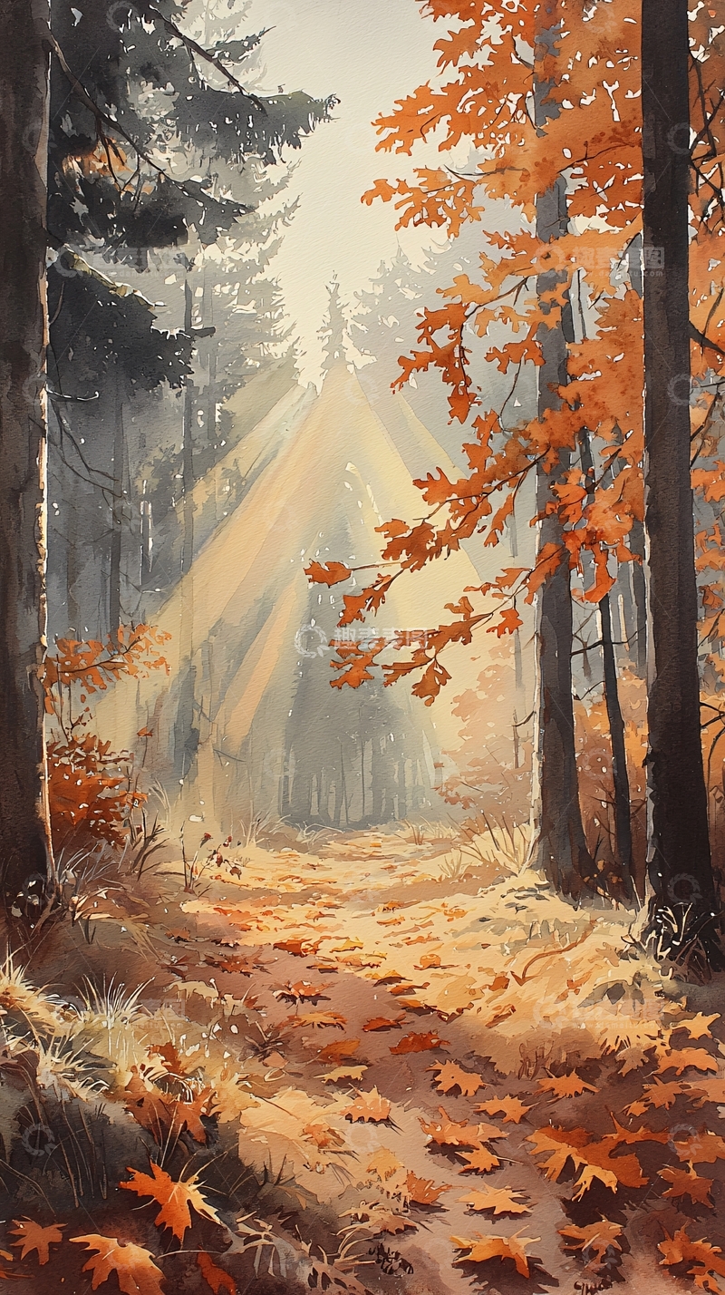高清大图下载【趣麦麦图】秋日森林中的小径