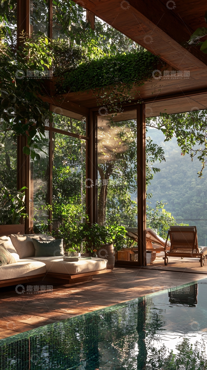 高清大图下载【趣麦麦图】热带雨林中的泳池别墅