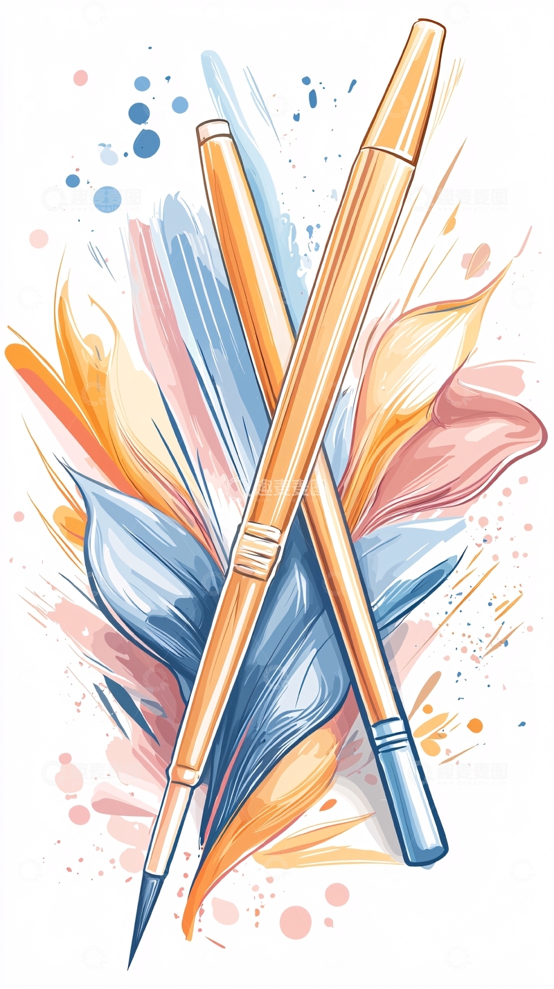 高清大图下载【趣麦麦图】艺术画笔与抽象色彩背景