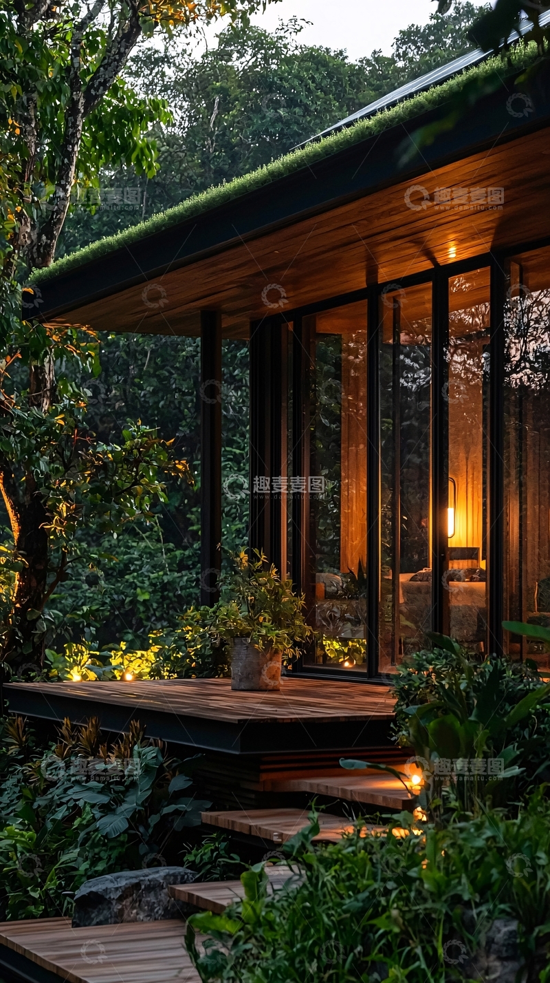 高清大图下载【趣麦麦图】森林中的现代木屋
