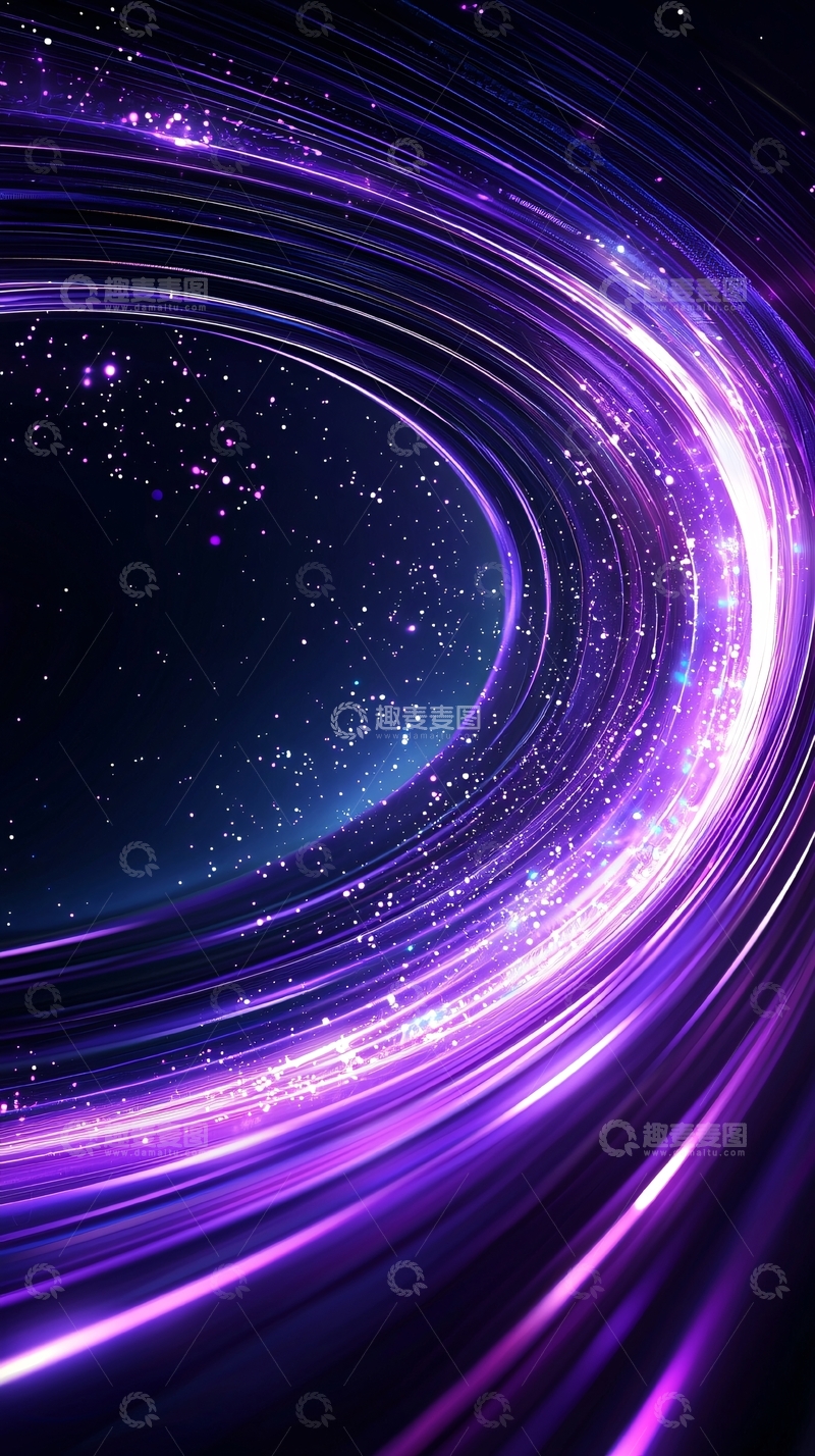 高清大图下载【趣麦麦图】紫色光带星空背景