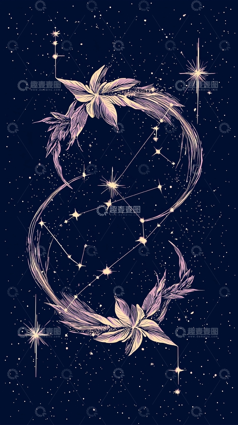 高清大图下载【趣麦麦图】夜空中的羽毛与星座