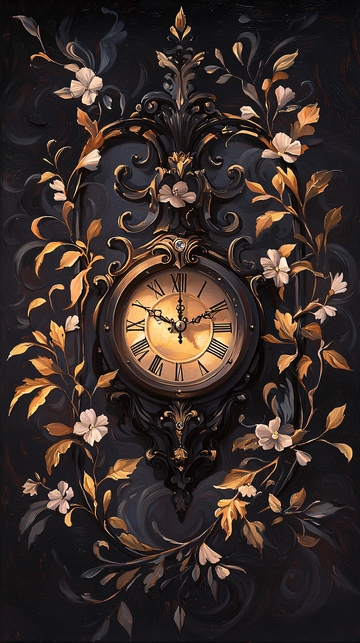复古花卉装饰挂钟