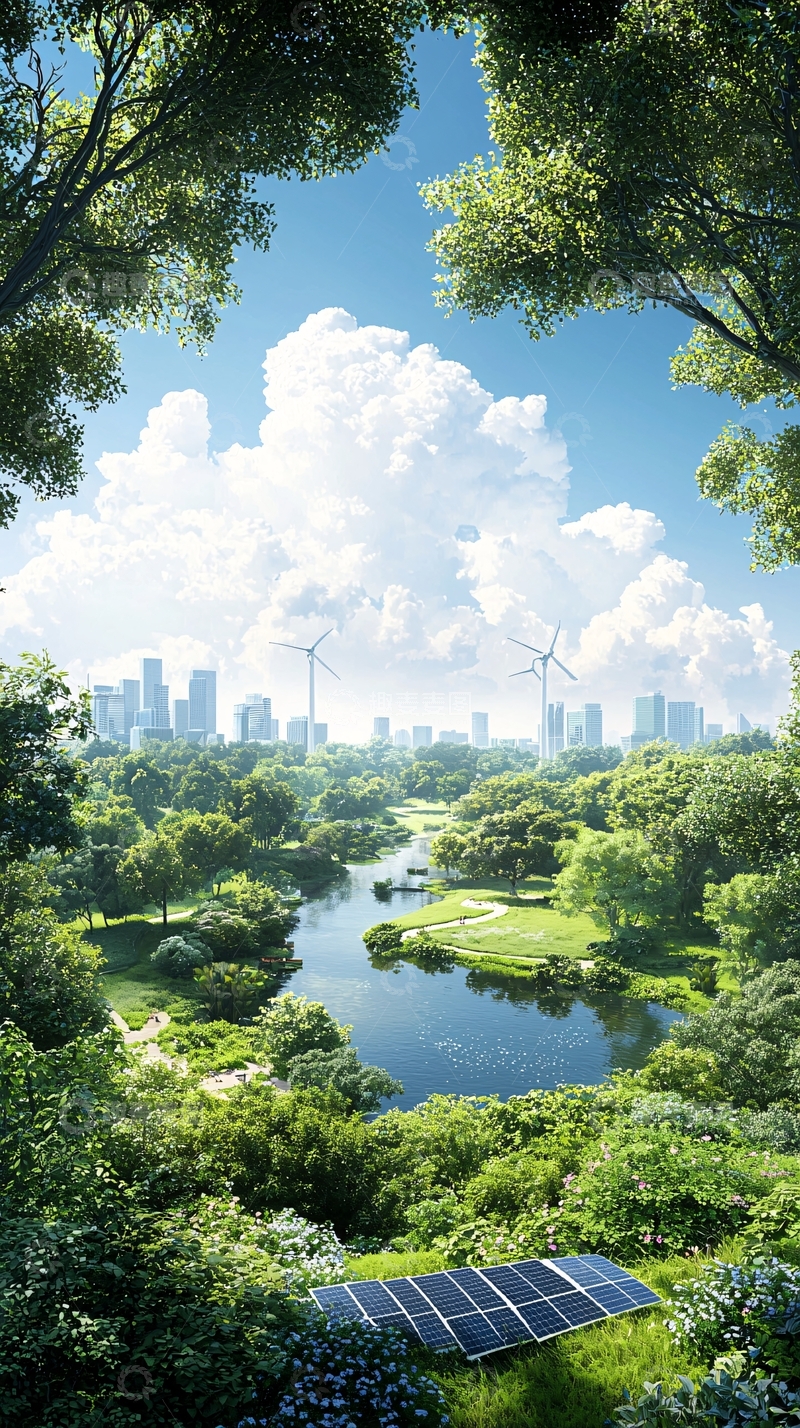 高清大图下载【趣麦麦图】绿色城市与清洁能源