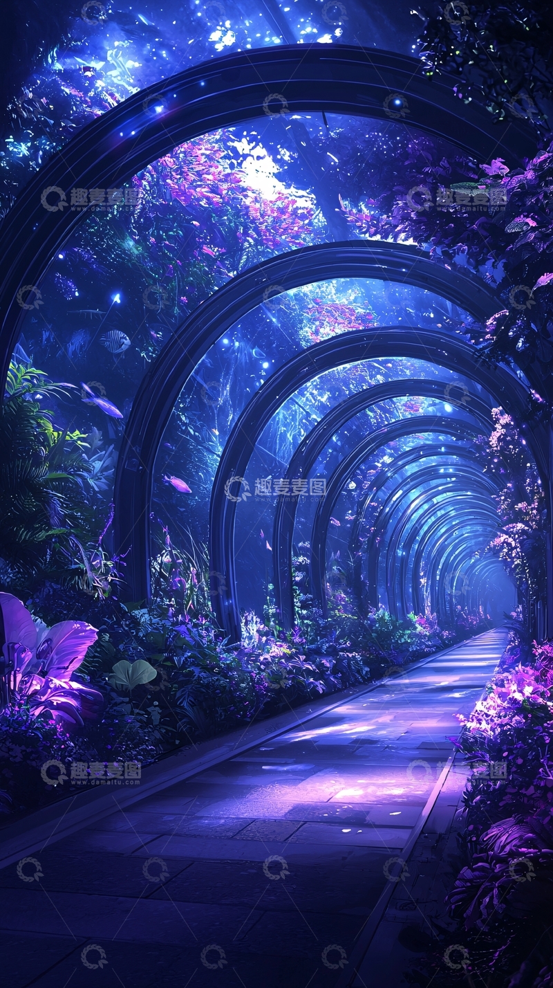 高清大图下载【趣麦麦图】梦幻隧道植物光影