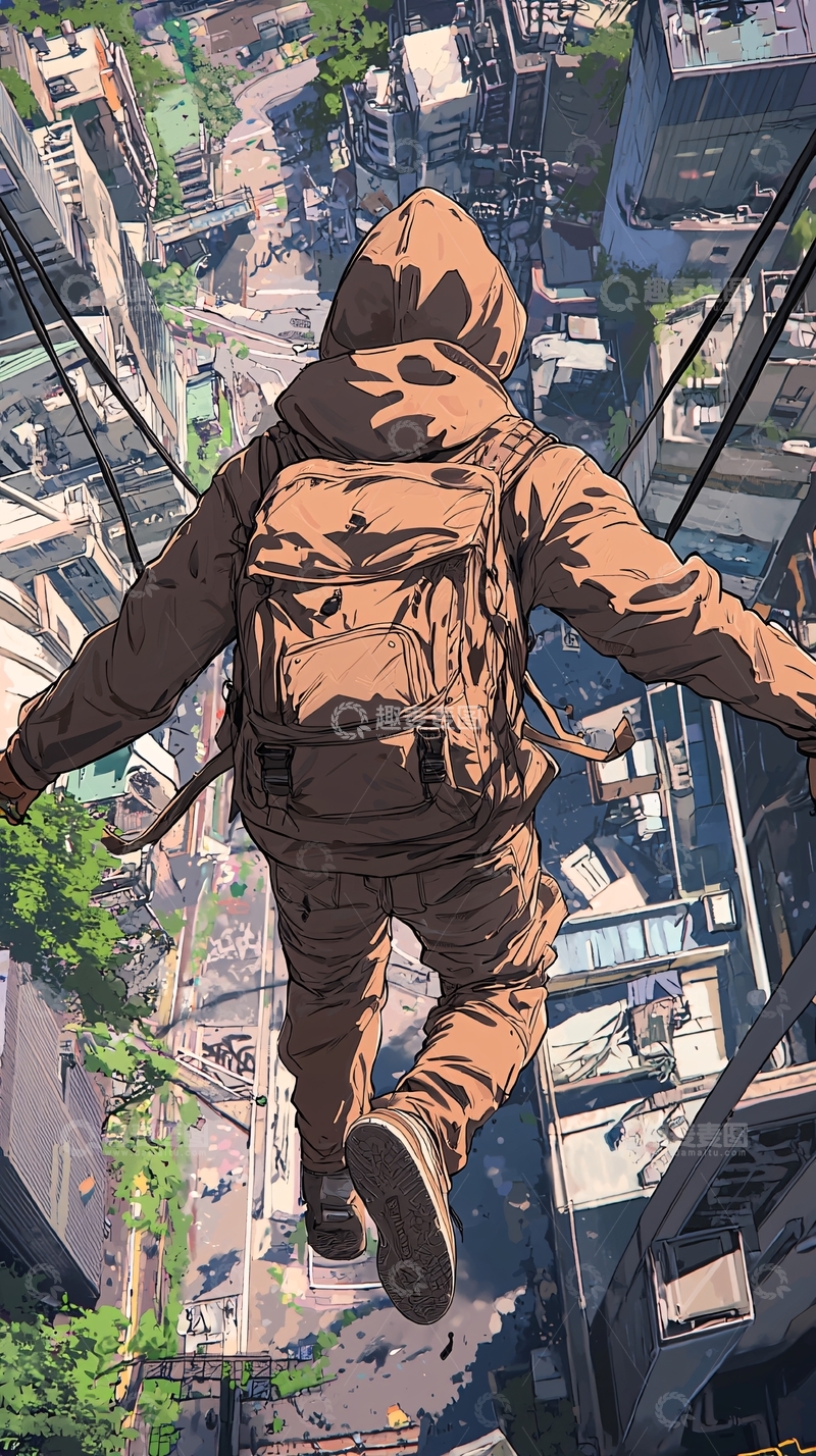 高清大图下载【趣麦麦图】高楼攀爬冒险者
