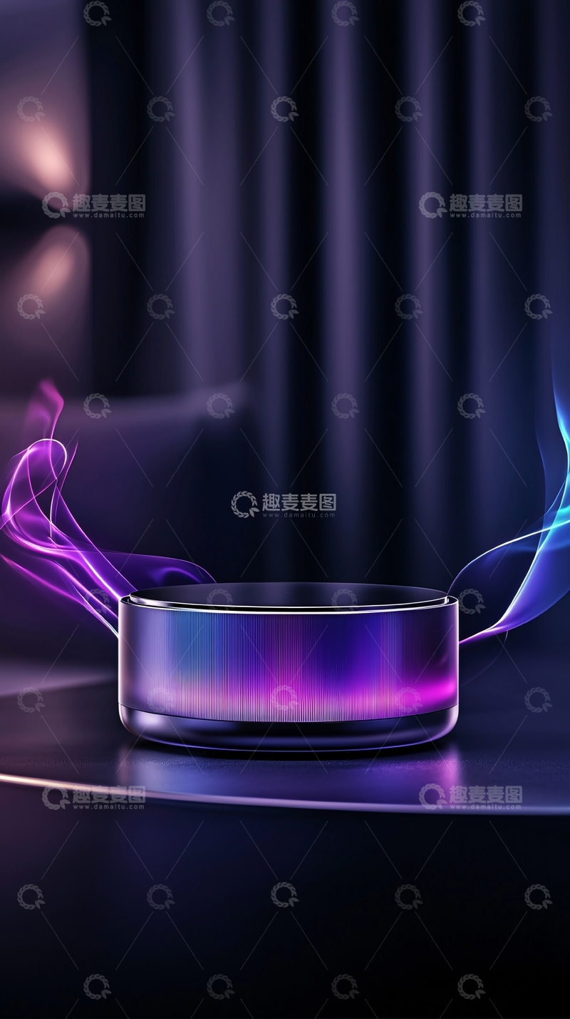 高清大图下载【趣麦麦图】紫色烟雾环绕的科技产品