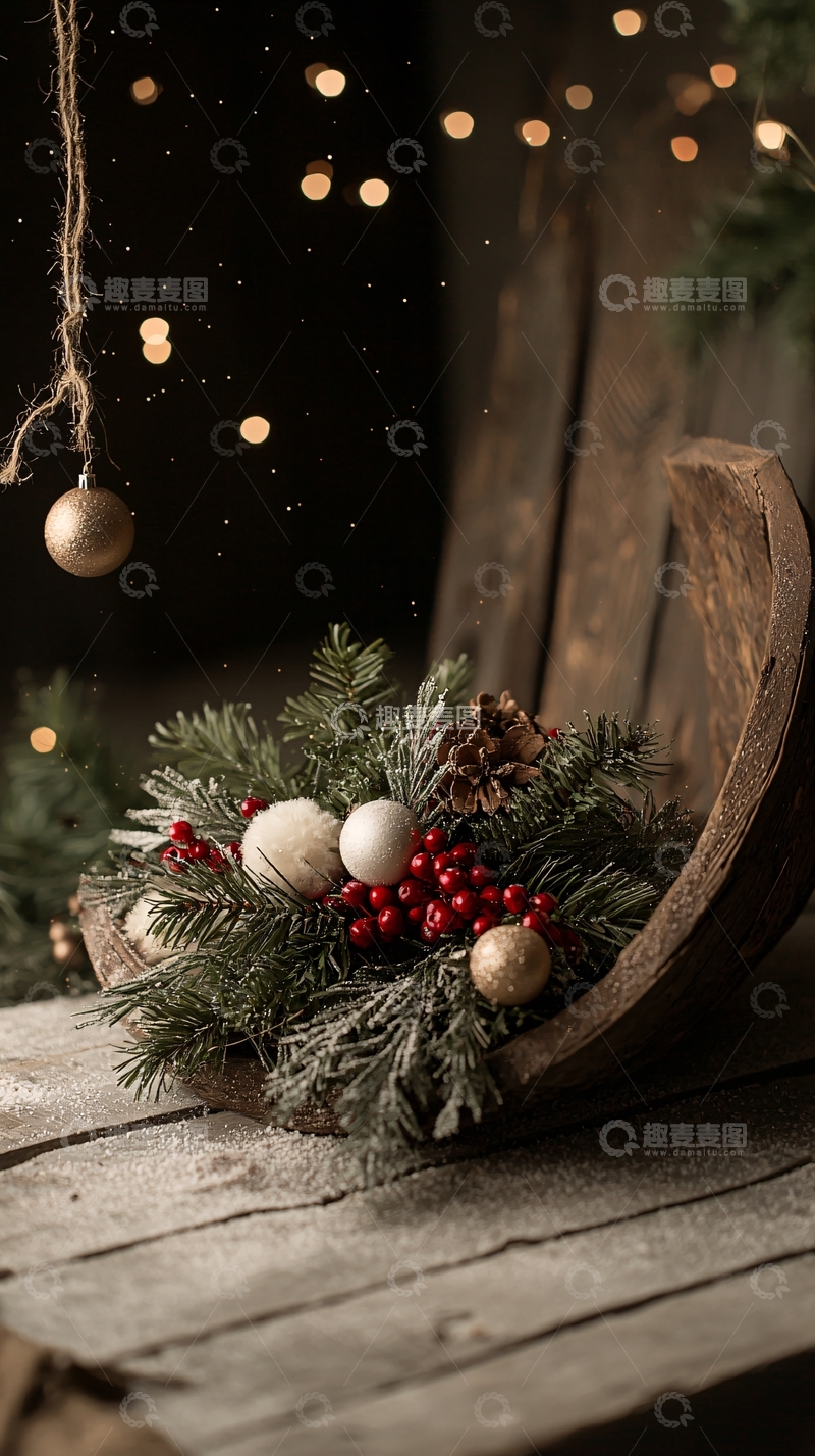 圣诞装饰花篮摆件