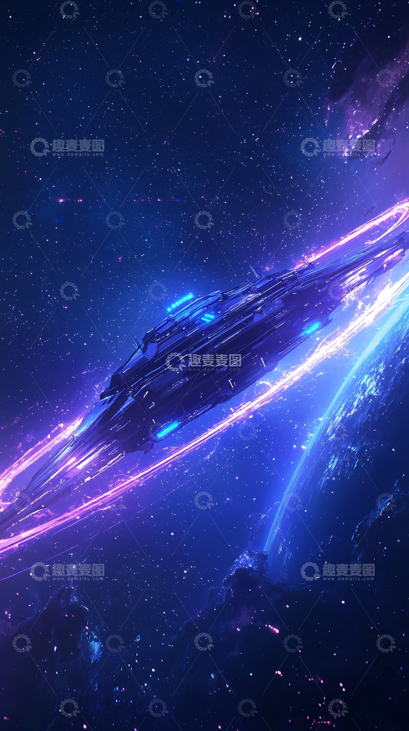 高清大图下载【趣麦麦图】星际飞船穿越星河
