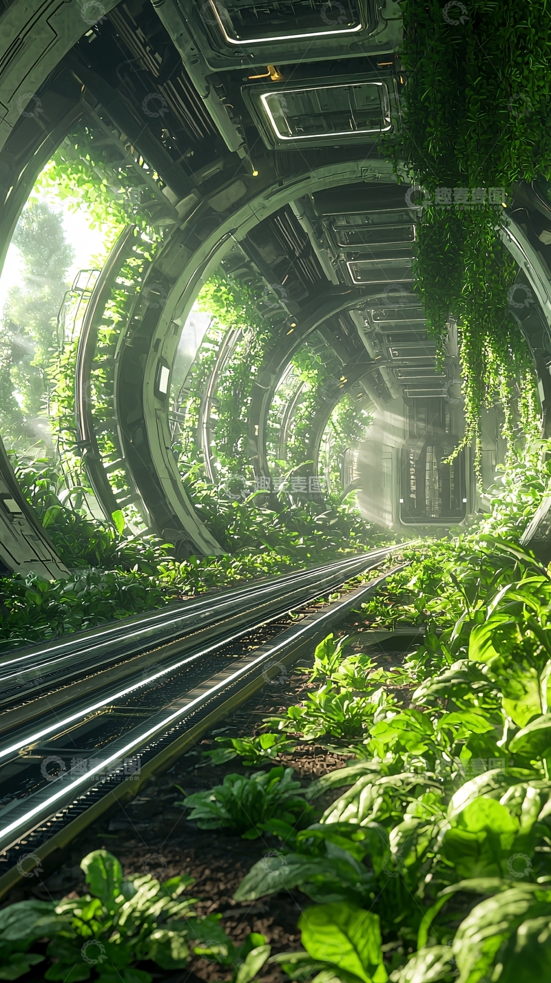 高清大图下载【趣麦麦图】未来森林轨道列车