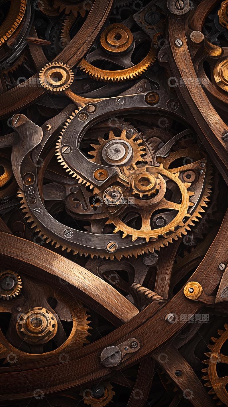 高清大图下载【趣麦麦图】机械齿轮复杂装置