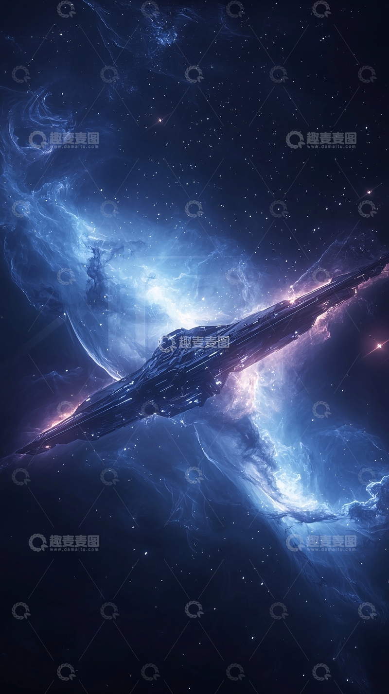 高清大图下载【趣麦麦图】星际飞船穿越星云