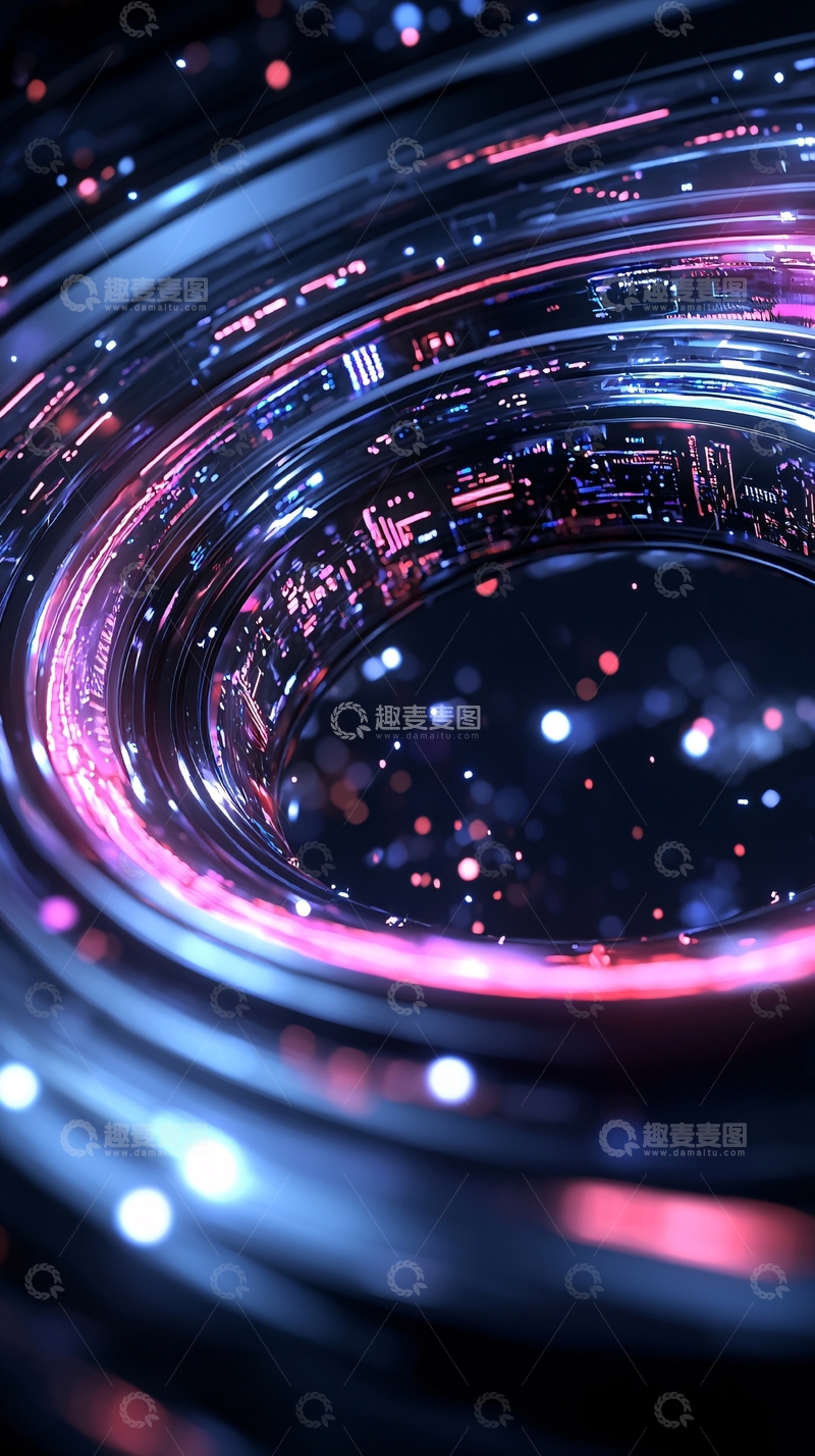 高清大图下载【趣麦麦图】霓虹灯环形光效背景