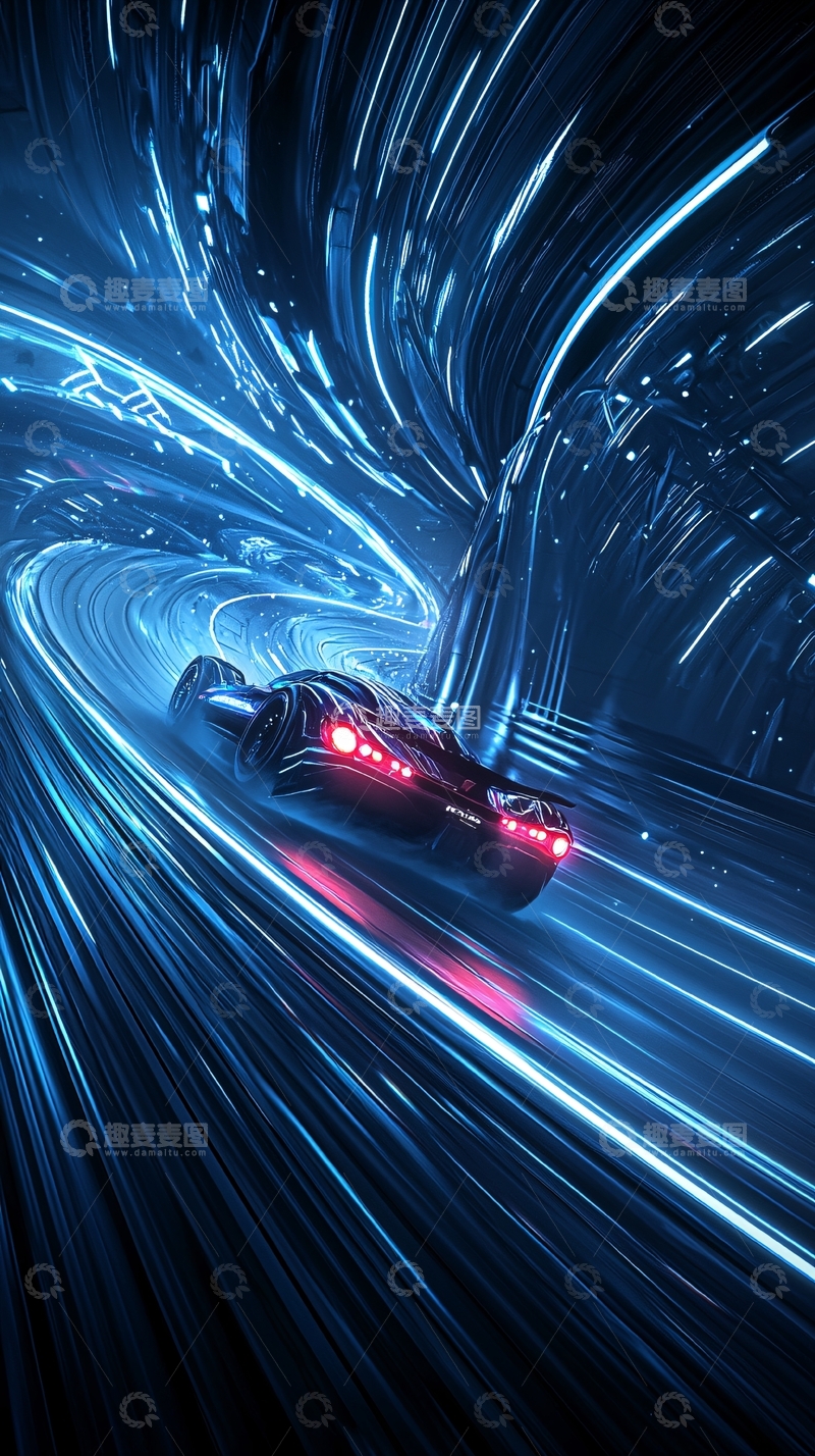 高清大图下载【趣麦麦图】未来科技隧道赛车动态壁纸