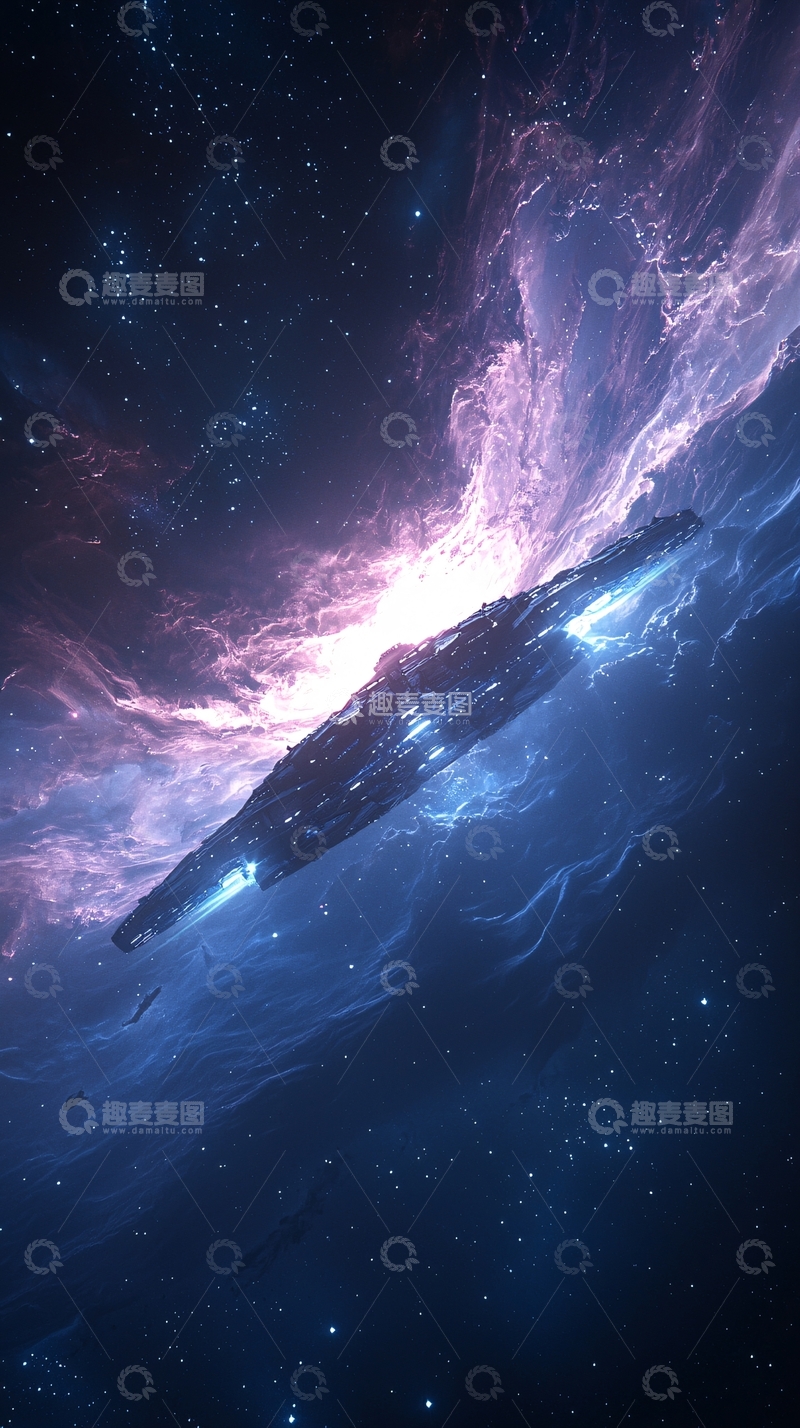 高清大图下载【趣麦麦图】星际飞船穿越星云