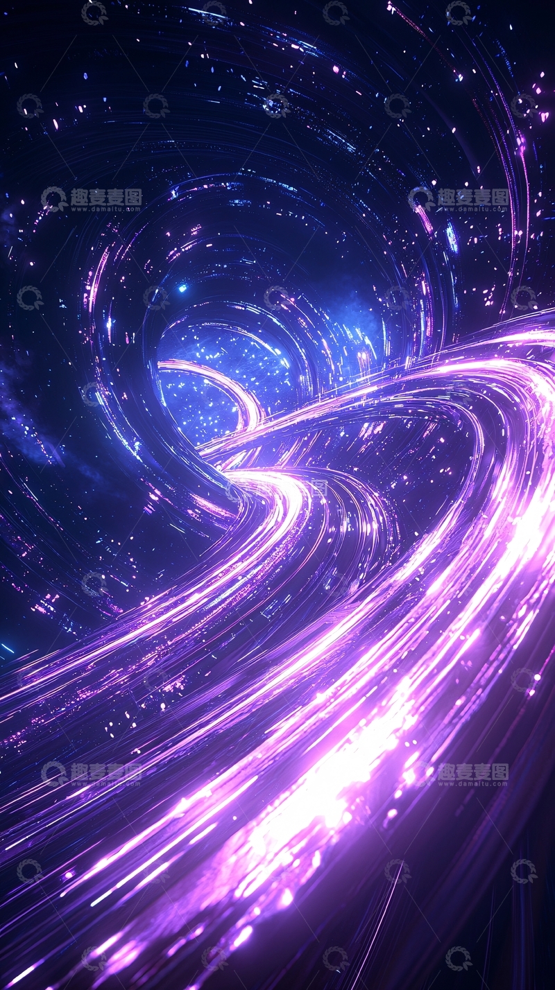 高清大图下载【趣麦麦图】紫色光带旋转星空背景