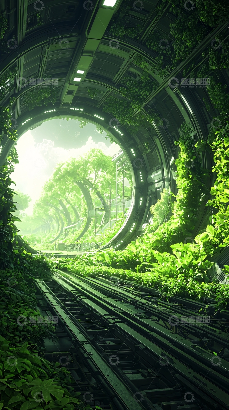 高清大图下载【趣麦麦图】未来森林轨道列车