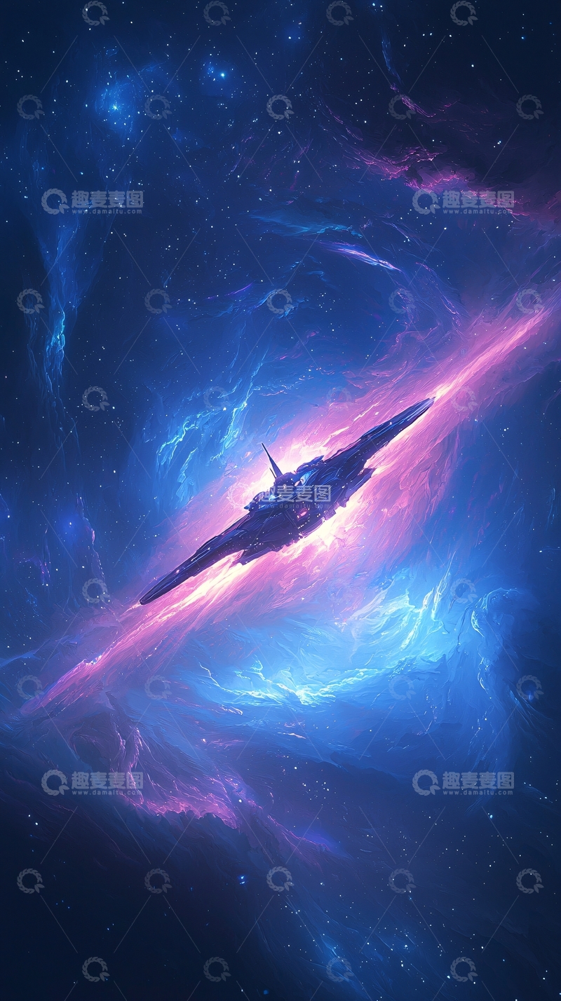 高清大图下载【趣麦麦图】星际飞船穿越星云