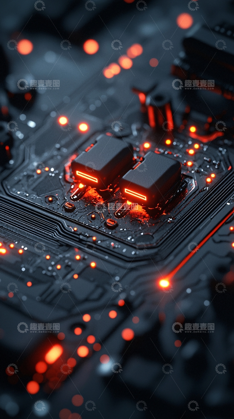高清大图下载【趣麦麦图】科技电路板发光细节图