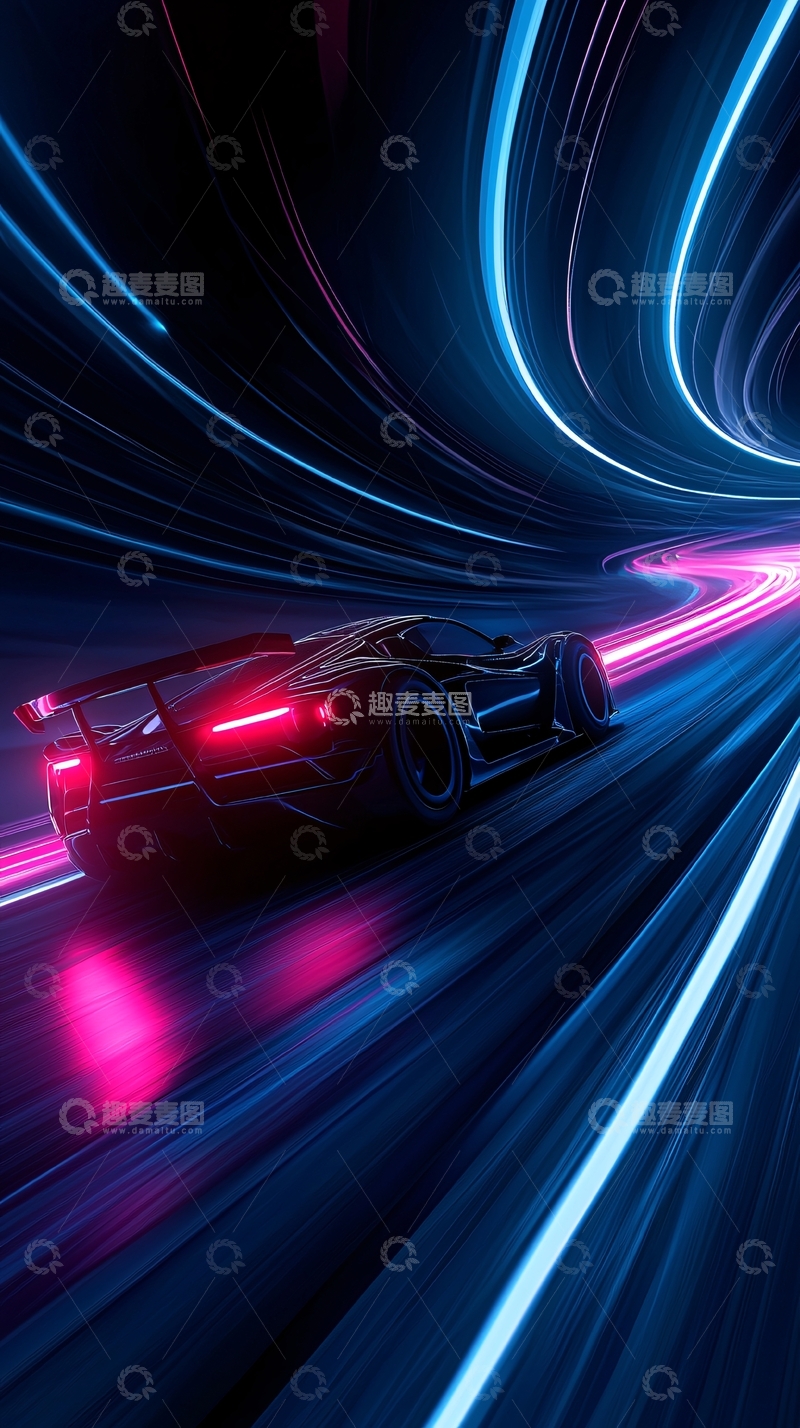 高清大图下载【趣麦麦图】未来赛车速度感动态壁纸