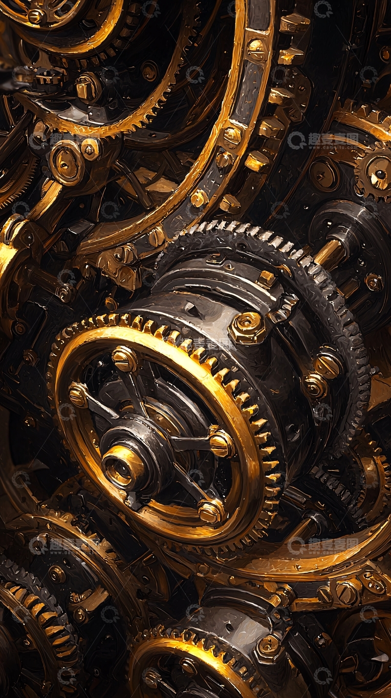高清大图下载【趣麦麦图】机械齿轮动态组合背景图