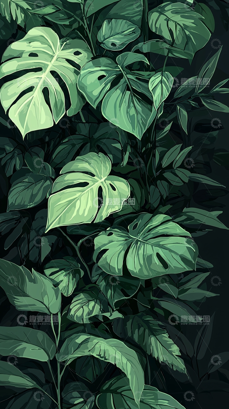 高清大图下载【趣麦麦图】热带植物叶子背景图