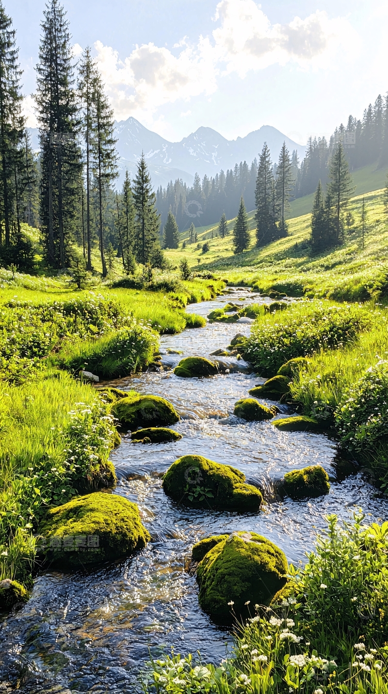 高清大图下载【趣麦麦图】山间小溪流水潺潺