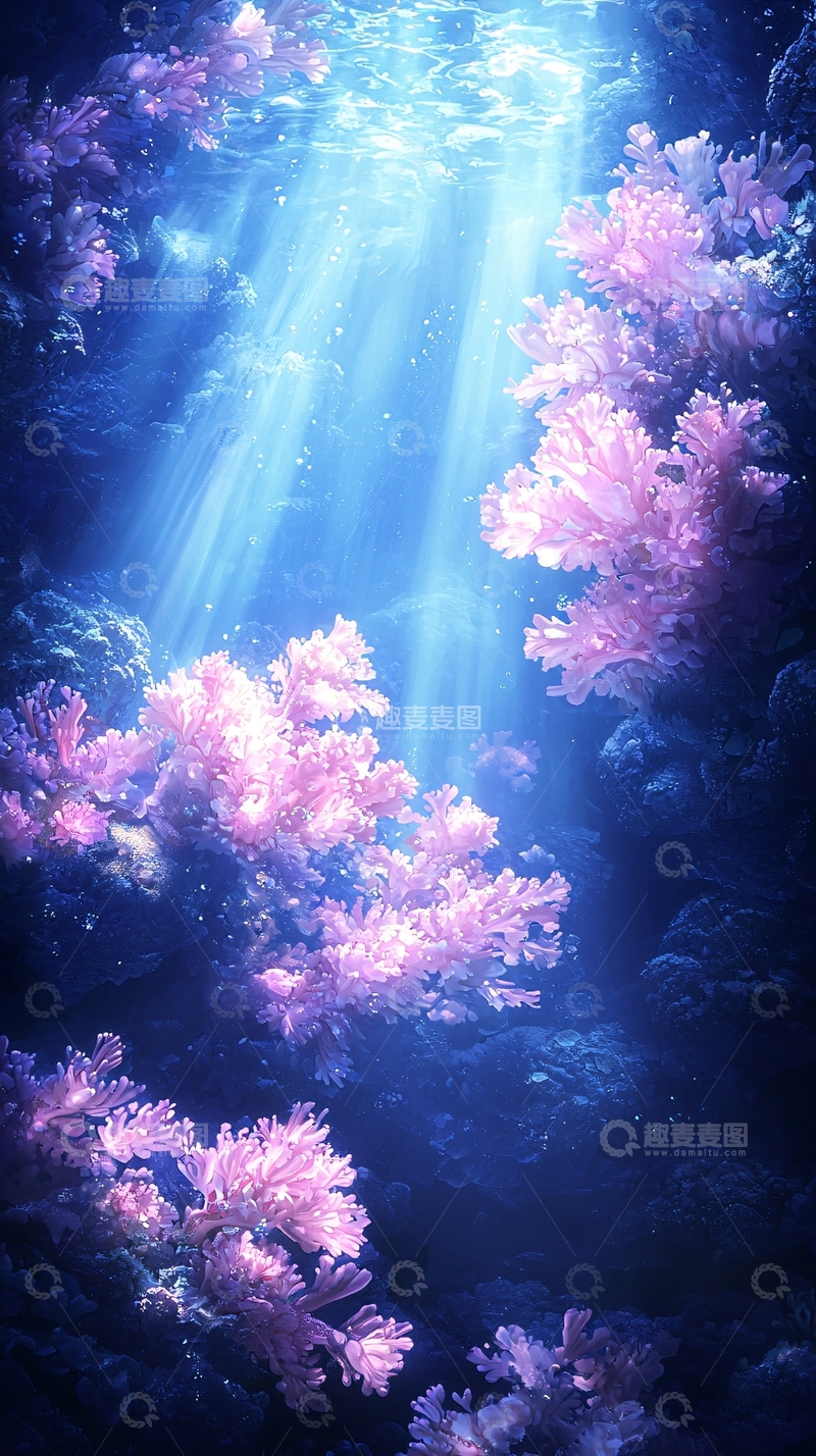高清大图下载【趣麦麦图】海底珊瑚光束美景