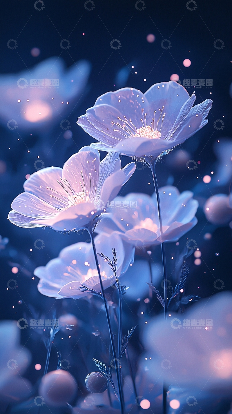 高清大图下载【趣麦麦图】梦幻蓝色花朵背景图