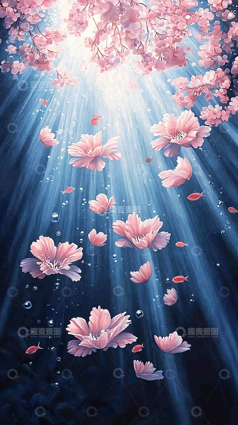 高清大图下载【趣麦麦图】樱花雨下的梦幻场景