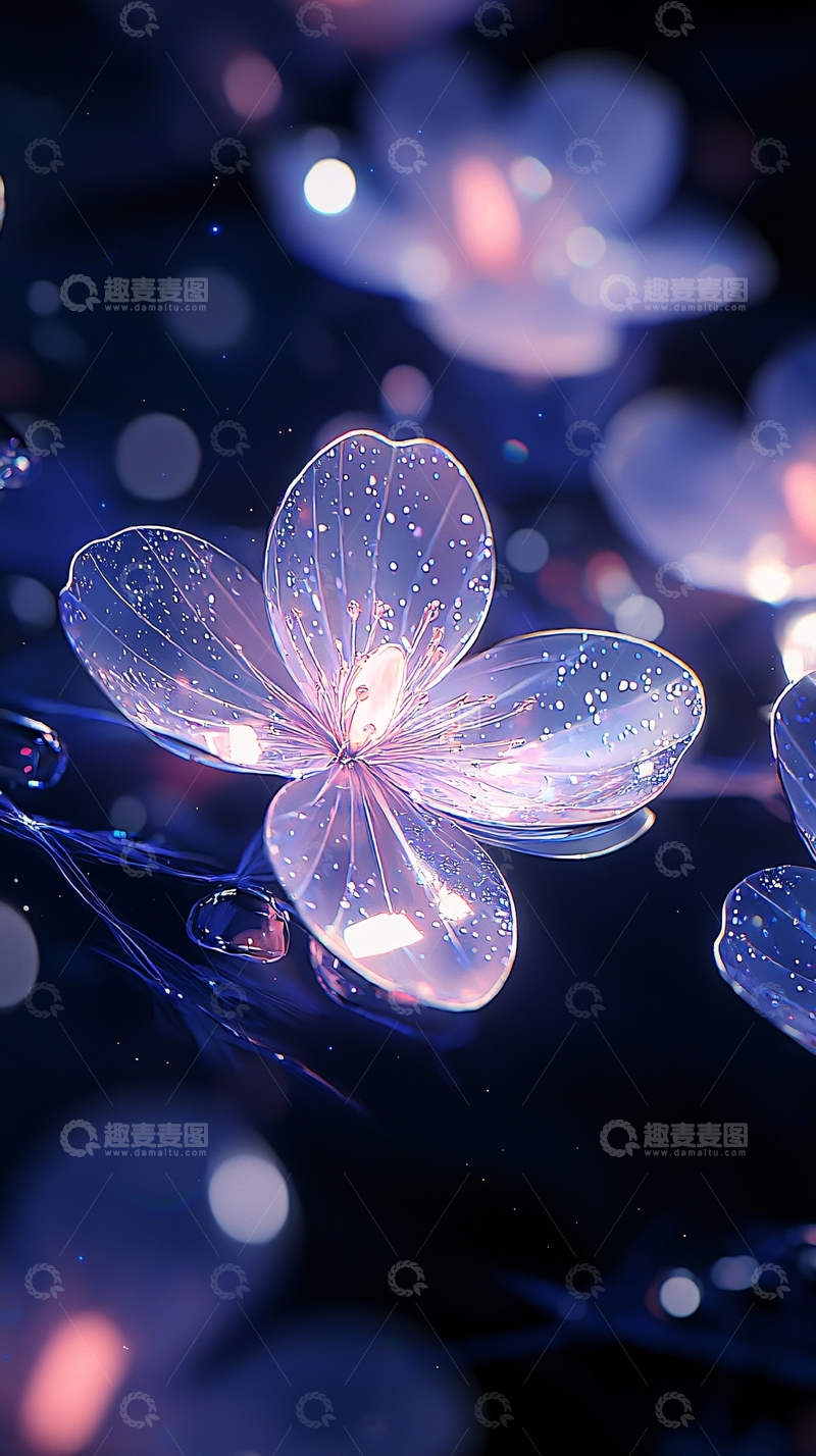 高清大图下载【趣麦麦图】梦幻蓝色花朵背景图